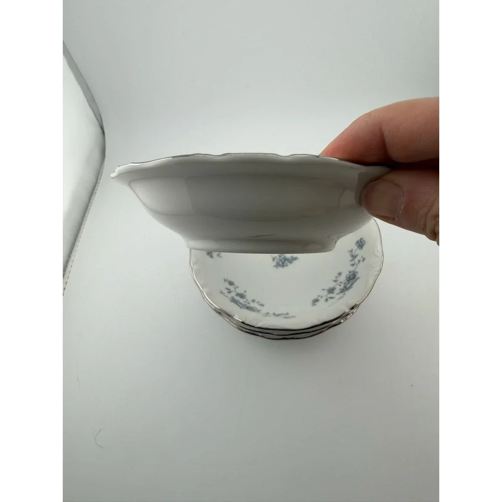 Johann Haviland Bavaria Germany Blue Rose Salad Dessert‎ Plate Set of 4